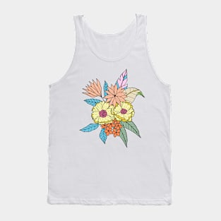 Colorful tropical flowers in green Tank Top